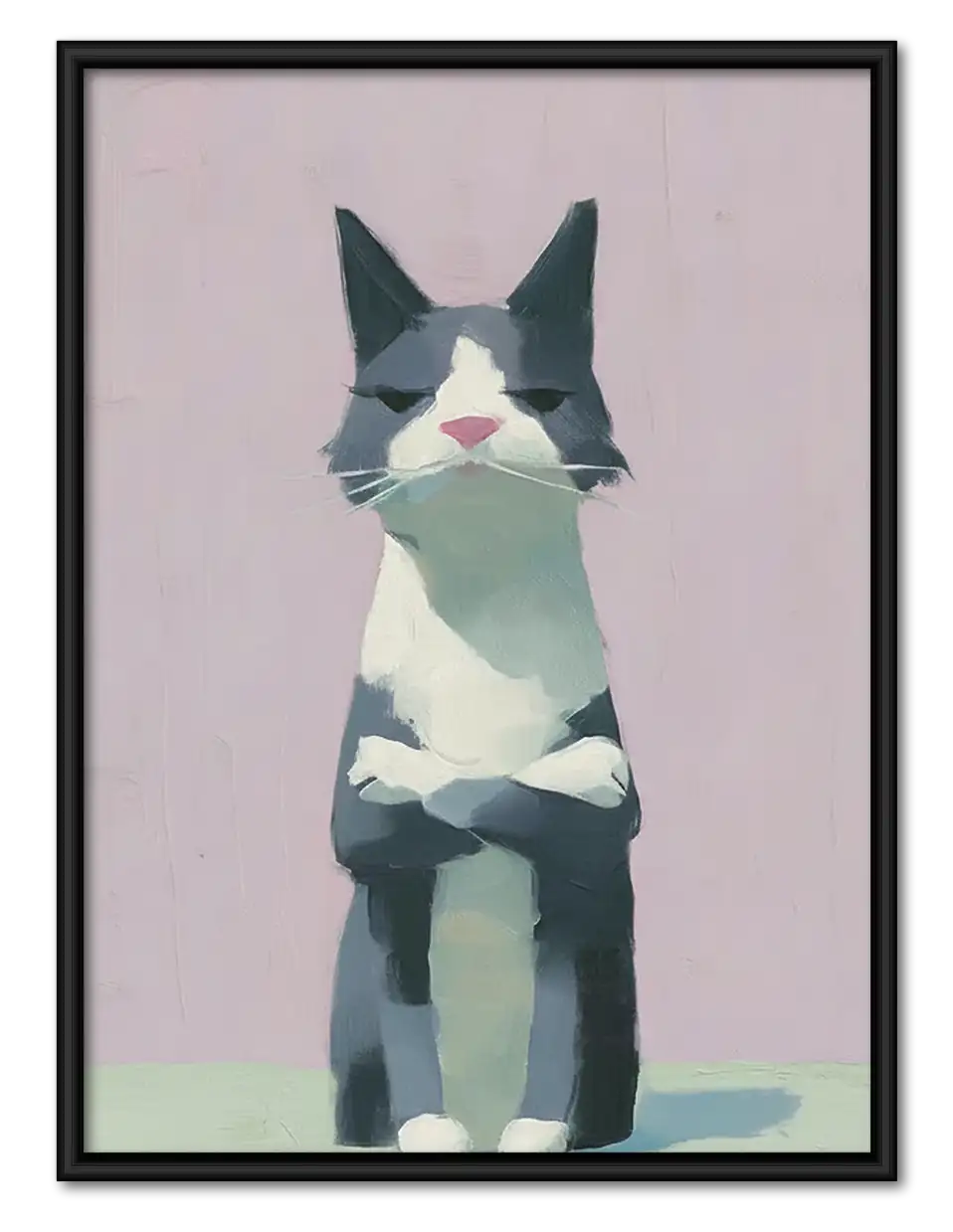 Gray and White Cat Portrait Wall Art 1