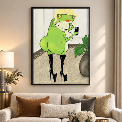 Green Bird Talking on Phone Wall Art 5