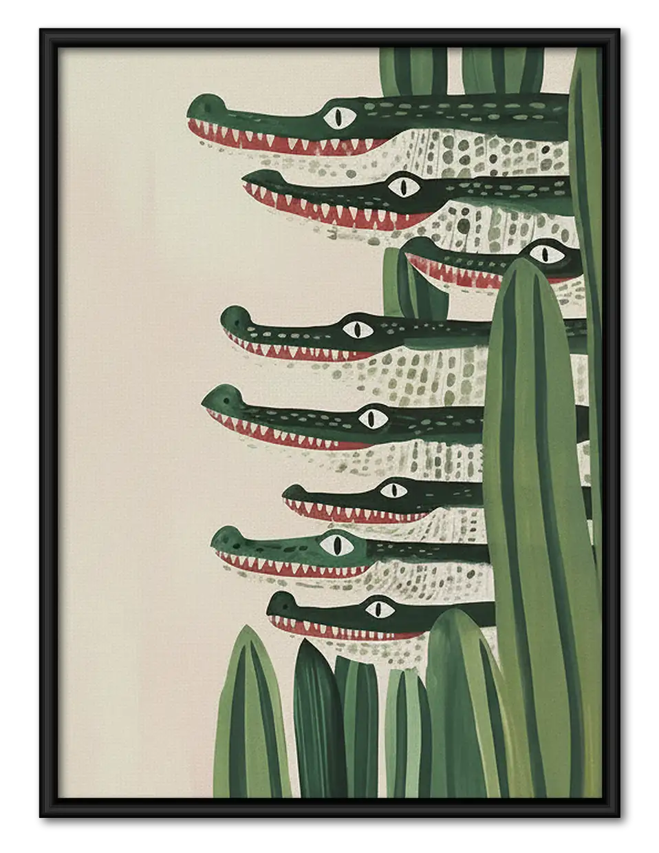 Green Crocodile Pattern Wall Art 1