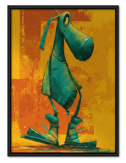 Green Dog Walking Upright Wall Art