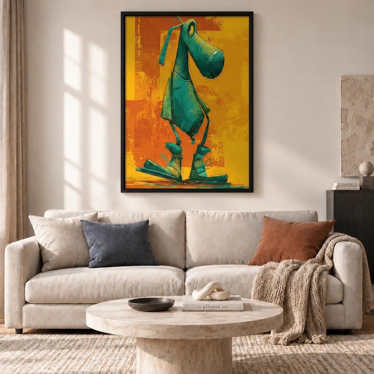 Green Dog Walking Upright Wall Art 2