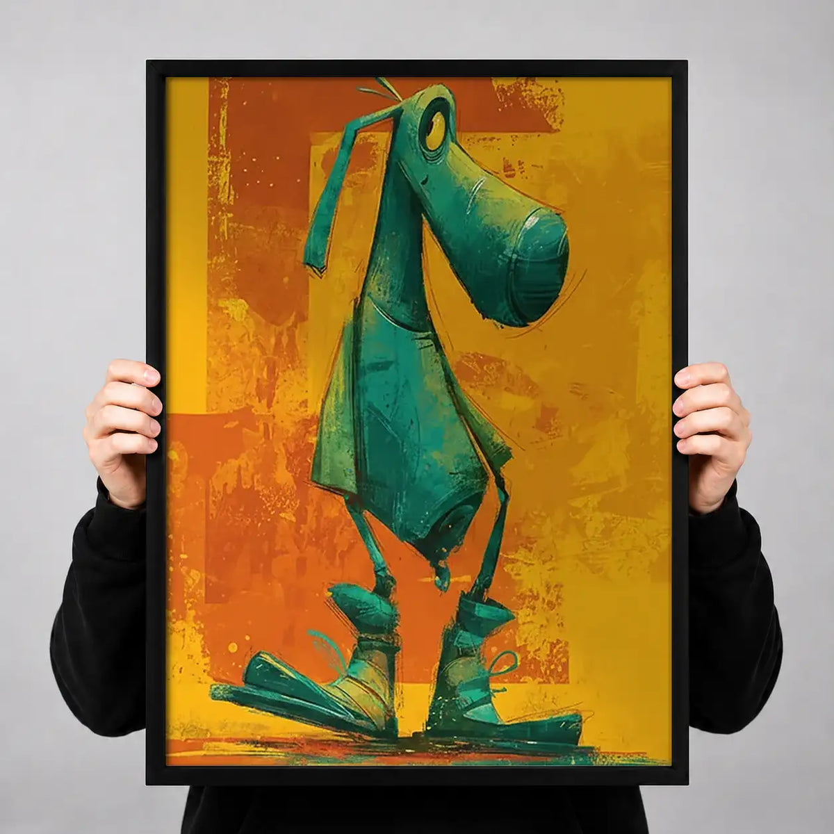 Green Dog Walking Upright Wall Art 3
