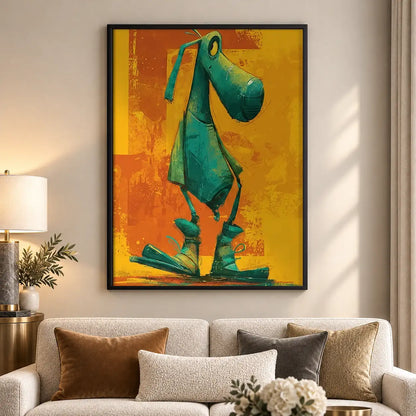 Green Dog Walking Upright Wall Art 5