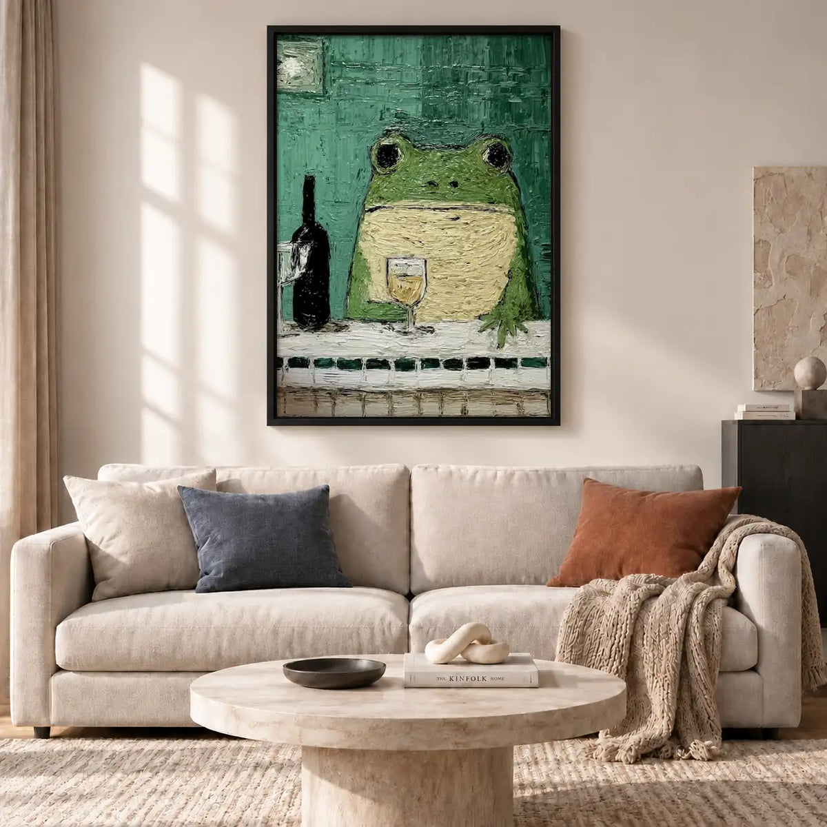 Green Frog Drinking Wine at Bar Wall Art 2
