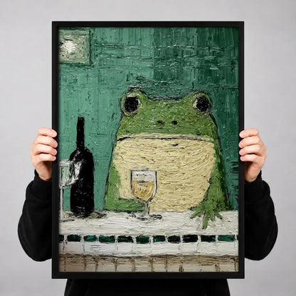 Green Frog Drinking Wine at Bar Wall Art 3