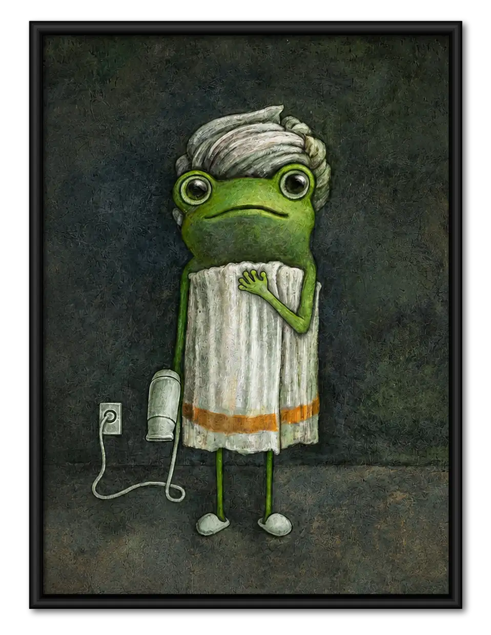 Green Frog in Bathrobe Wall Art 1