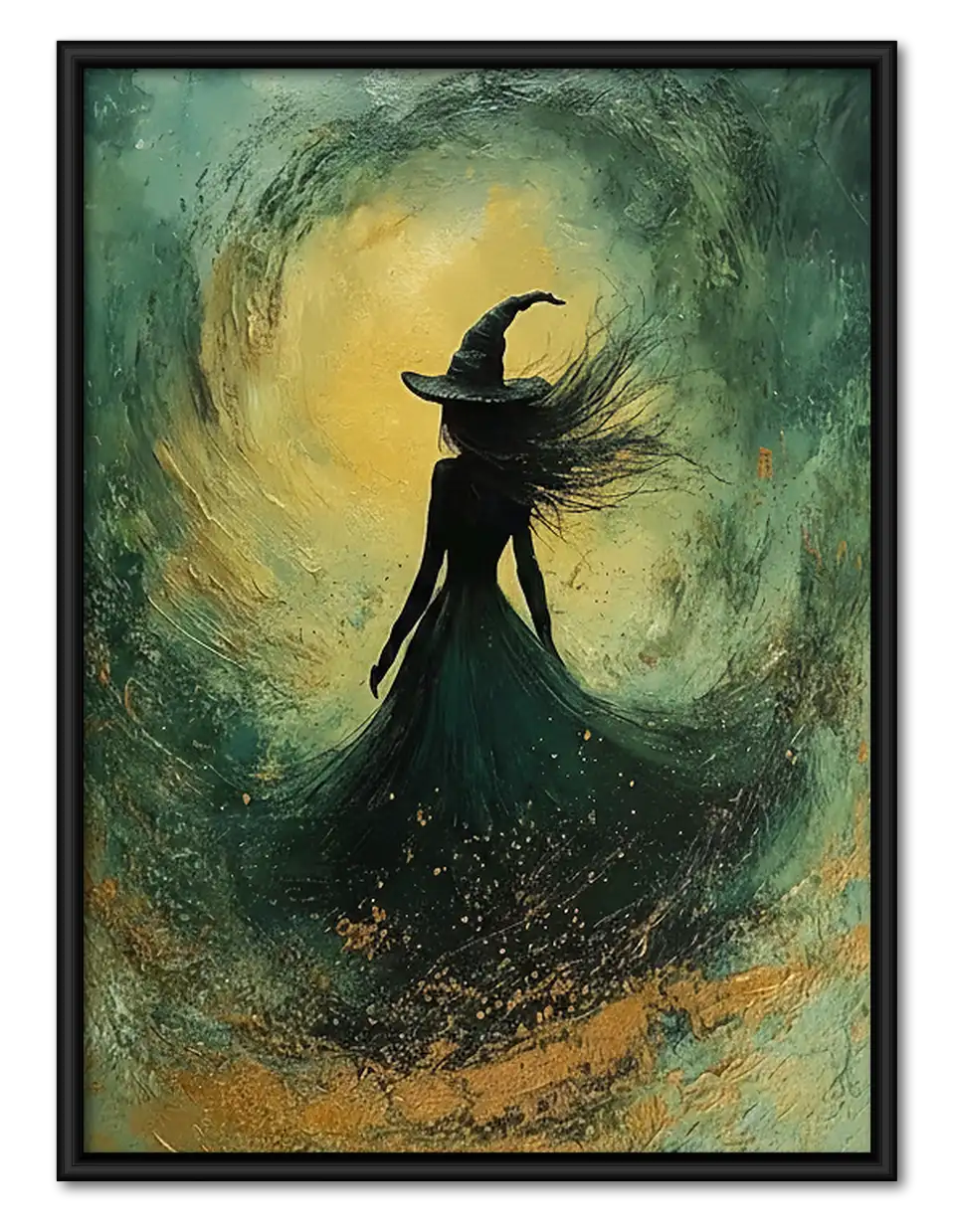 Green Witch in Swirling Mist Wall Art 1