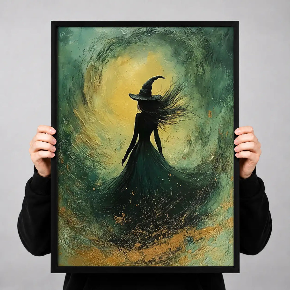 Green Witch in Swirling Mist Wall Art 3