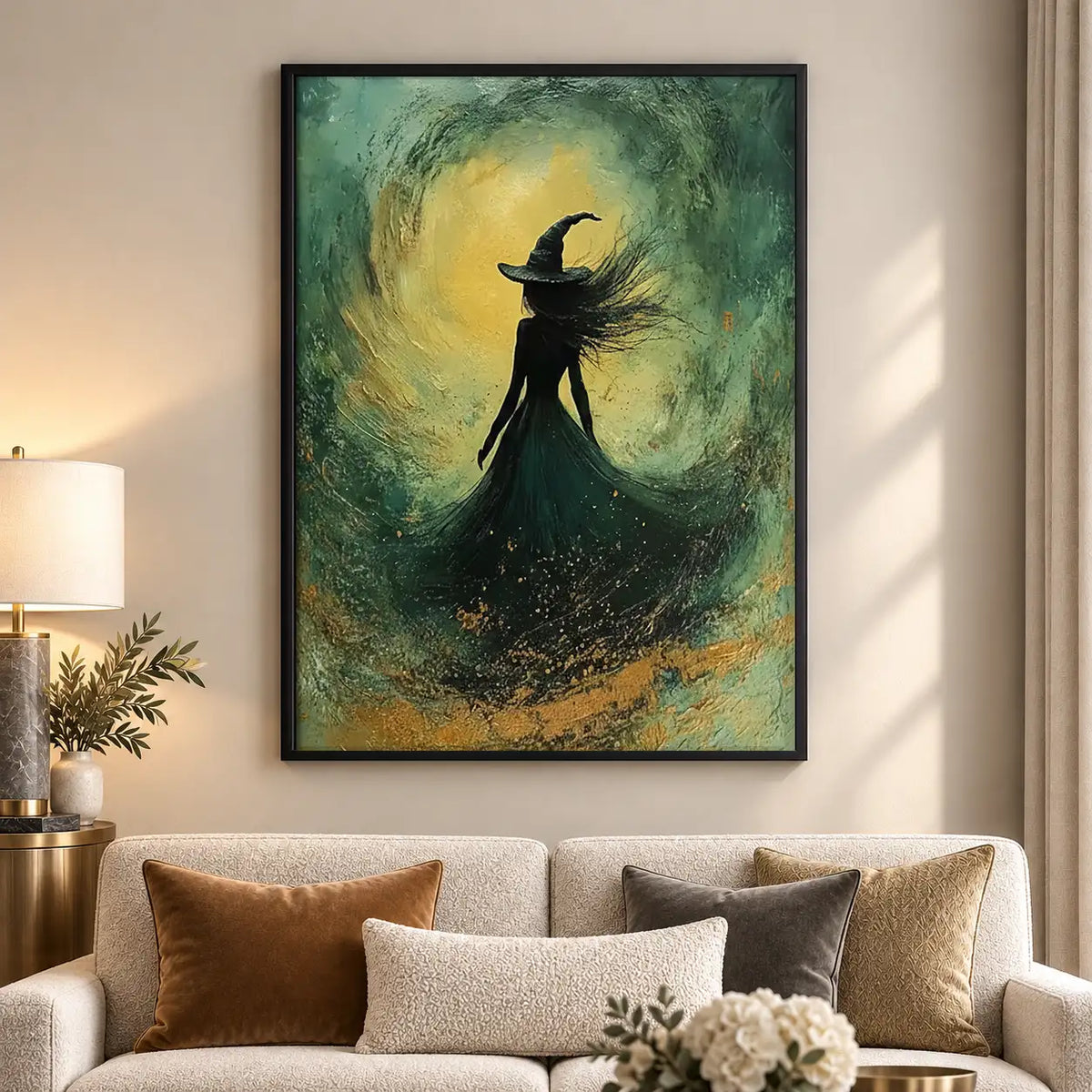 Green Witch in Swirling Mist Wall Art 5