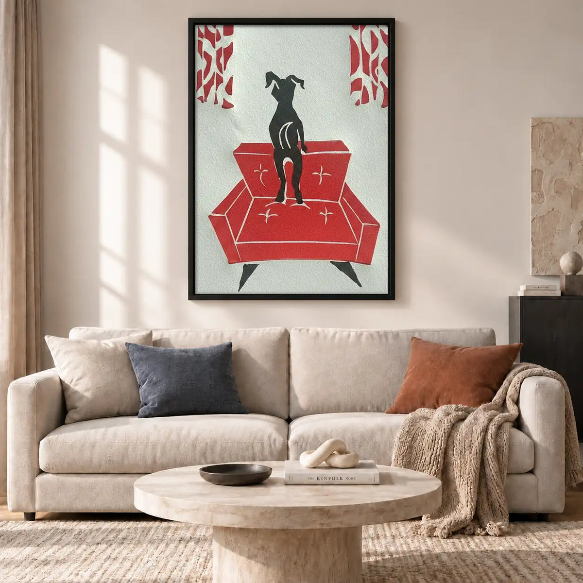 Greyhound on Red Sofa Wall Art 2