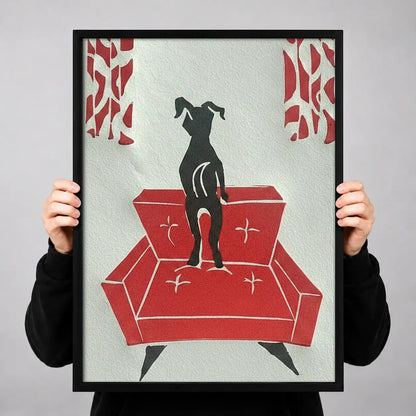 Greyhound on Red Sofa Wall Art 3