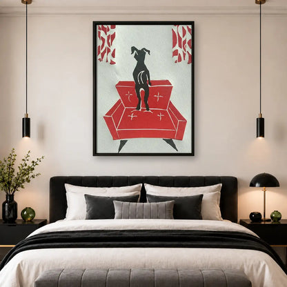 Greyhound on Red Sofa Wall Art 4