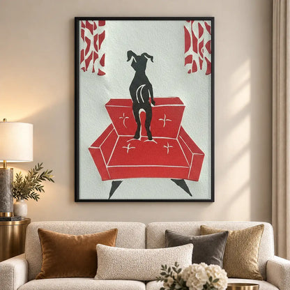 Greyhound on Red Sofa Wall Art 5
