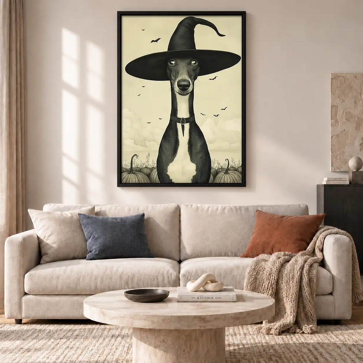 Greyhound Wearing Witch Hat Wall Art 2