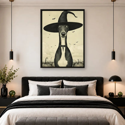 Greyhound Wearing Witch Hat Wall Art 4
