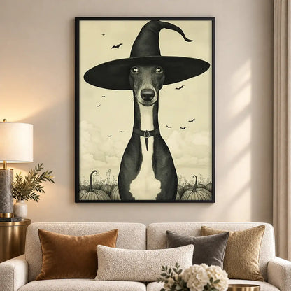 Greyhound Wearing Witch Hat Wall Art 5