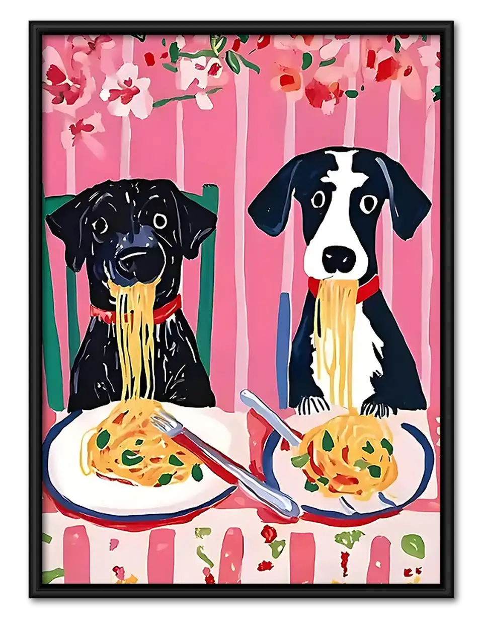 Greyhounds Eating Pasta Wall Art 1