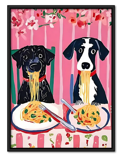 Greyhounds Eating Pasta Wall Art
