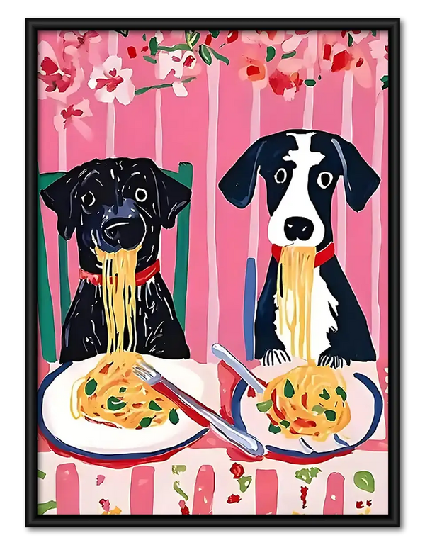 Greyhounds Eating Pasta Wall Art