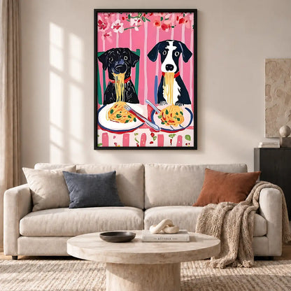 Greyhounds Eating Pasta Wall Art 2
