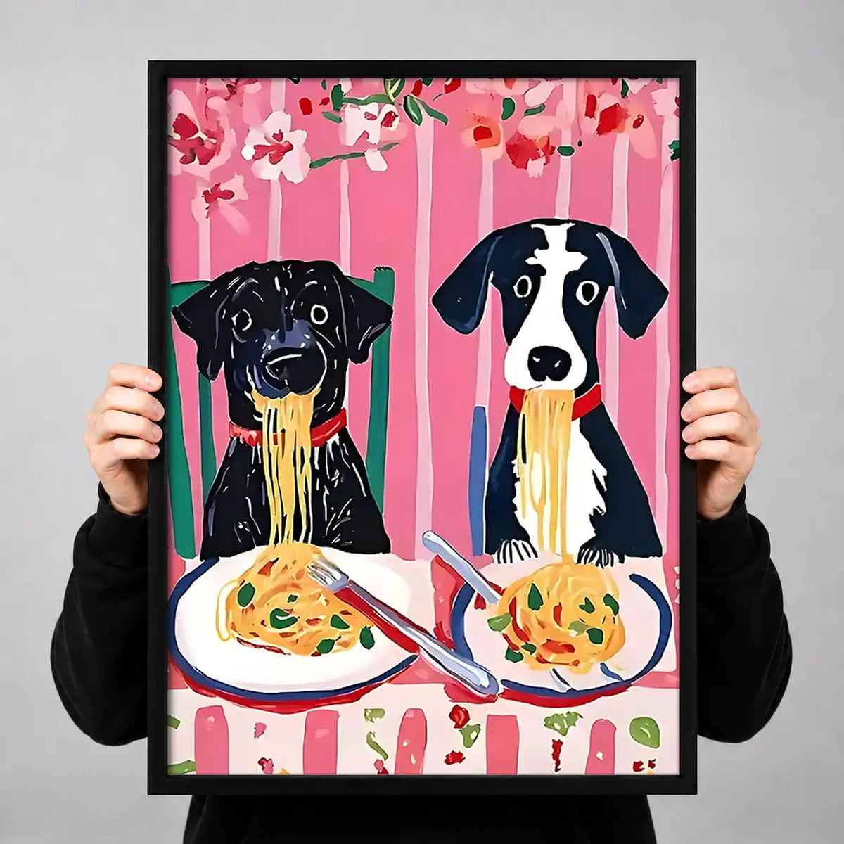 Greyhounds Eating Pasta Wall Art 3