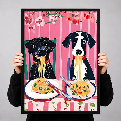 Greyhounds Eating Pasta Wall Art 3
