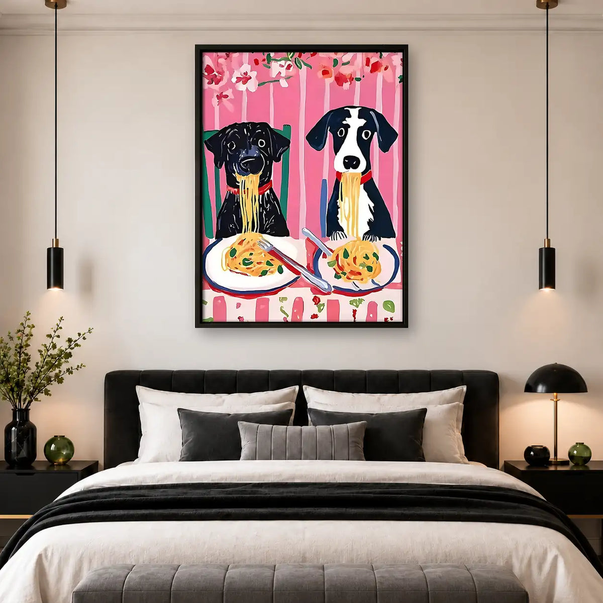 Greyhounds Eating Pasta Wall Art 4