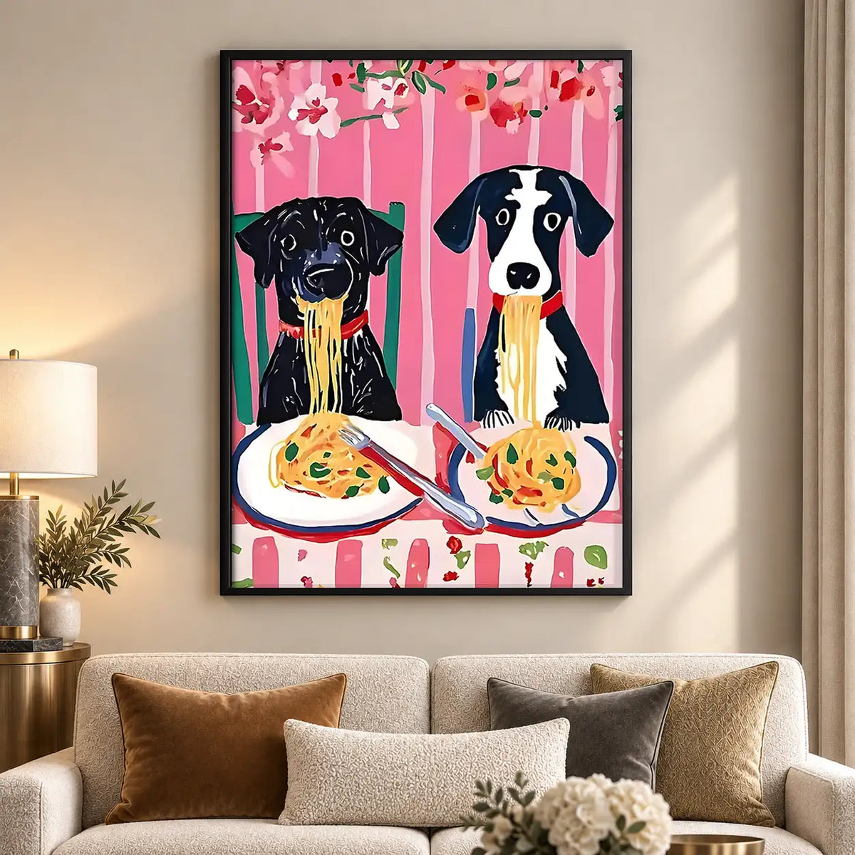 Greyhounds Eating Pasta Wall Art 5