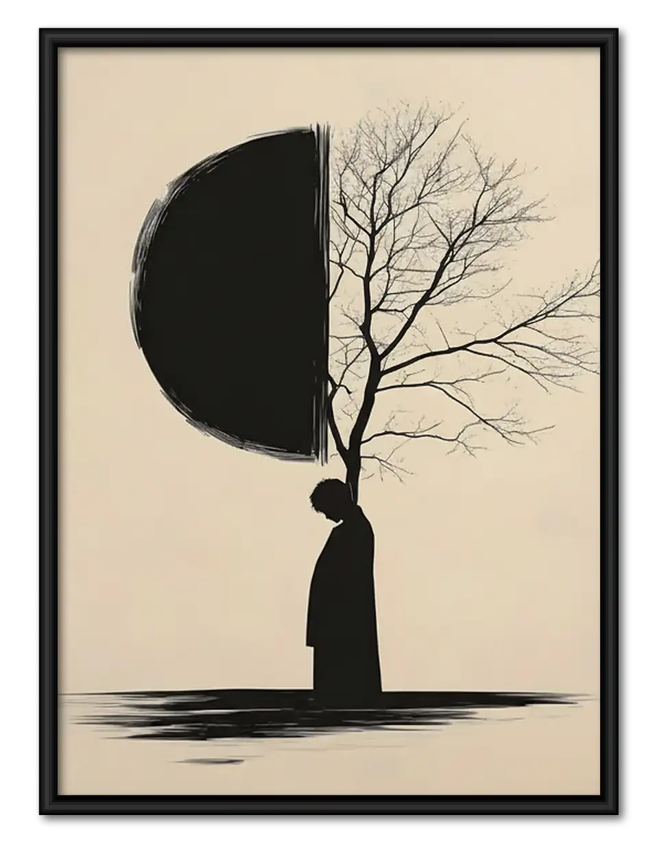Half Moon Half Tree Silhouette Wall Art 1