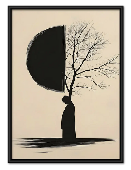 Half Moon Half Tree Silhouette Wall Art