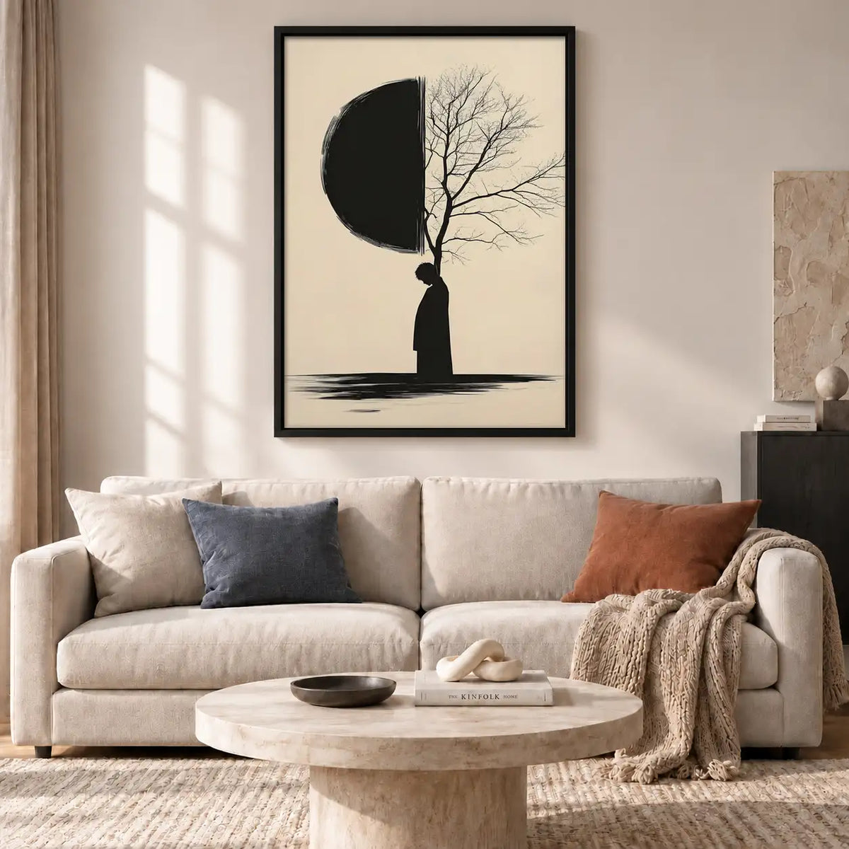 Half Moon Half Tree Silhouette Wall Art 2