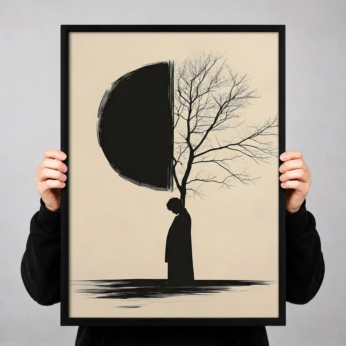 Half Moon Half Tree Silhouette Wall Art 3