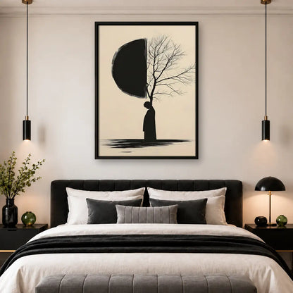 Half Moon Half Tree Silhouette Wall Art 4