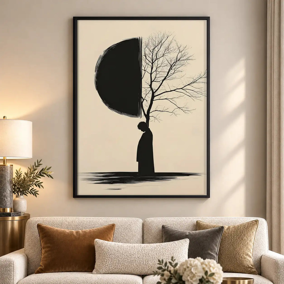 Half Moon Half Tree Silhouette Wall Art 5