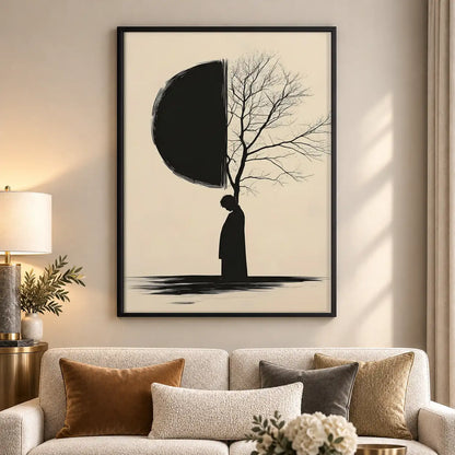 Half Moon Half Tree Silhouette Wall Art 5