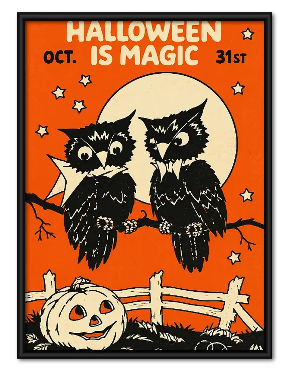 Halloween Is Magic Black Owls Poster Wall Art 1