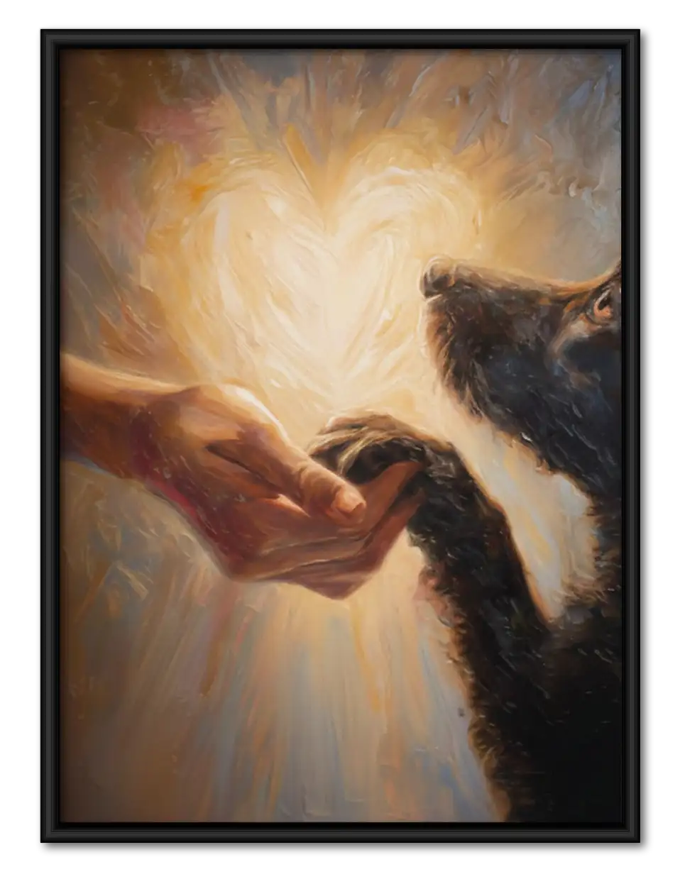 Hands Reaching toward Glowing Cat Wall Art 1
