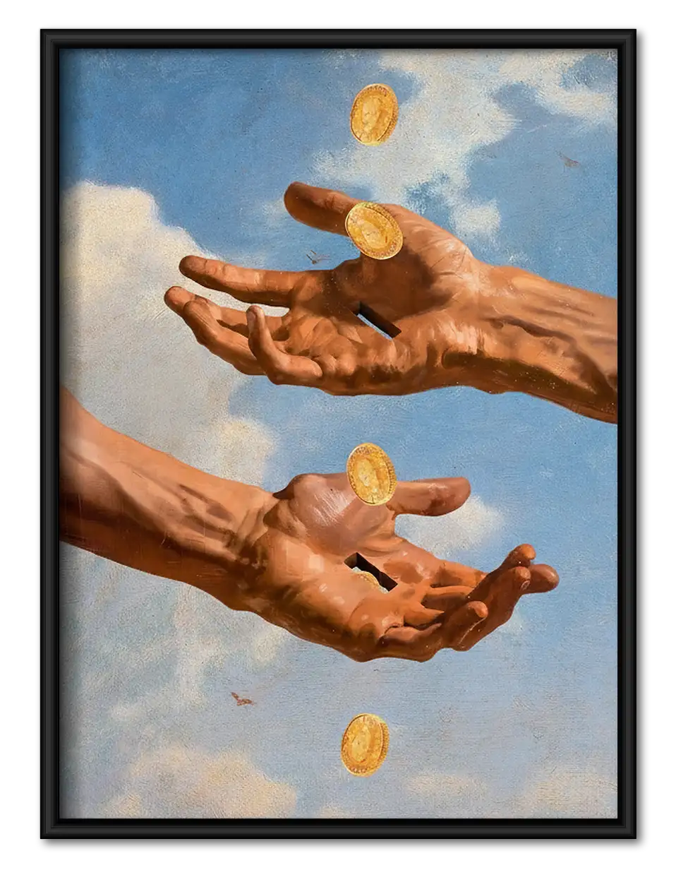 Hands Tossing Golden Coins Wall Art 1