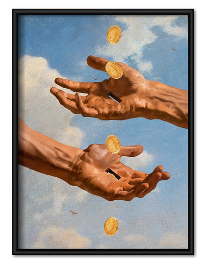 Hands Tossing Golden Coins Wall Art