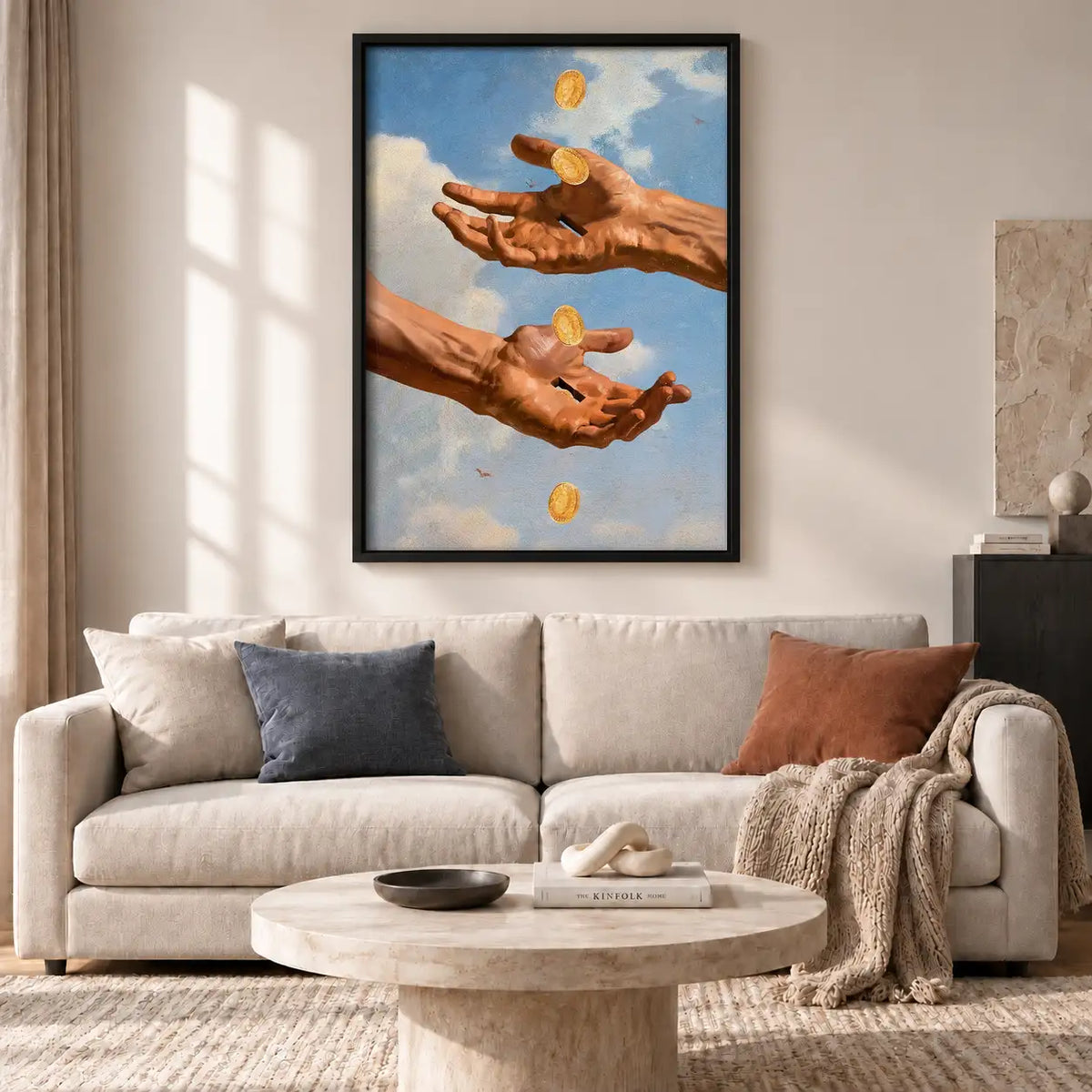 Hands Tossing Golden Coins Wall Art 2