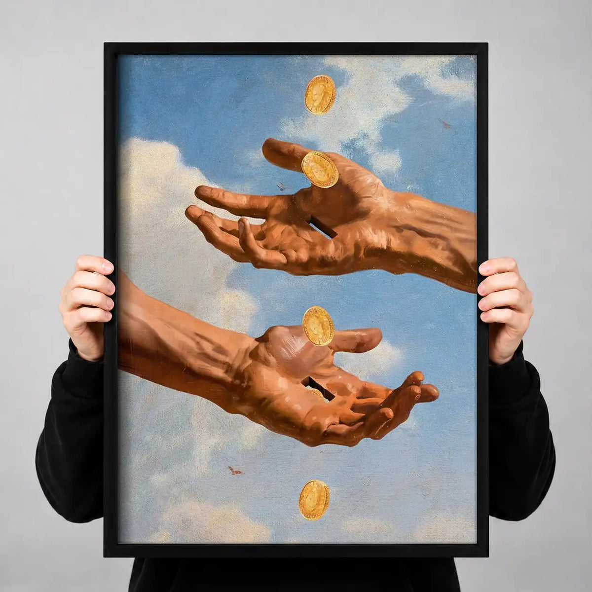 Hands Tossing Golden Coins Wall Art 3