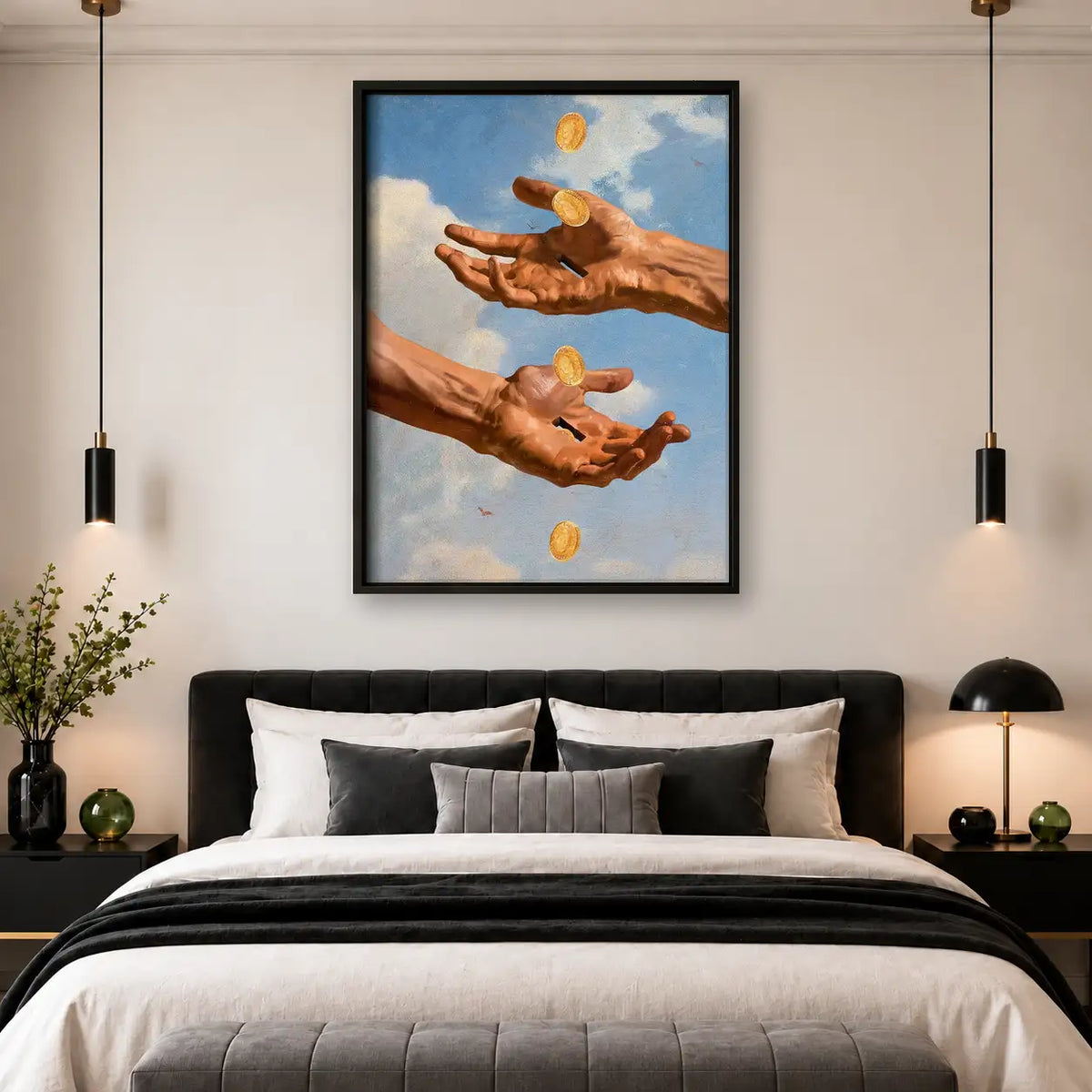 Hands Tossing Golden Coins Wall Art 4