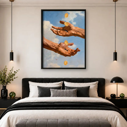 Hands Tossing Golden Coins Wall Art 4