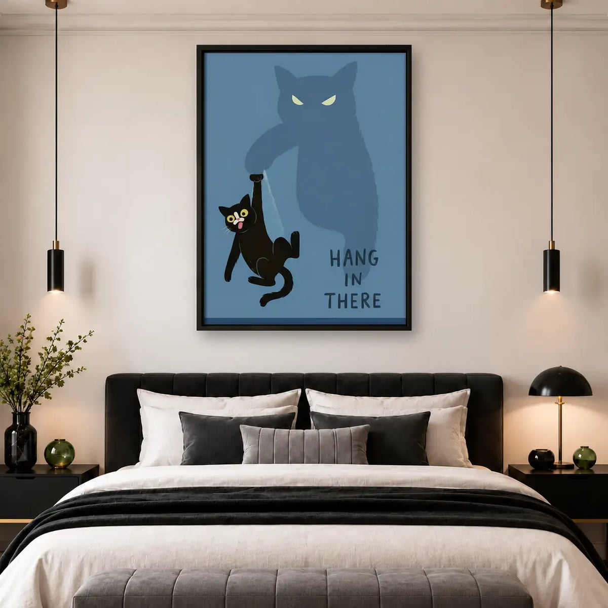 Hang in There Black Cat Wall Art 4