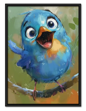 Happy Blue Bird Portrait Wall Art