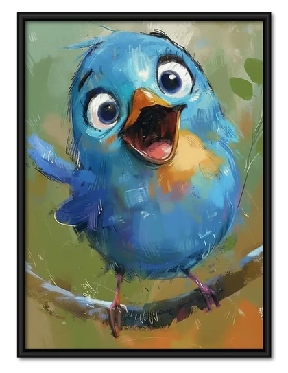 Happy Blue Bird Portrait Wall Art