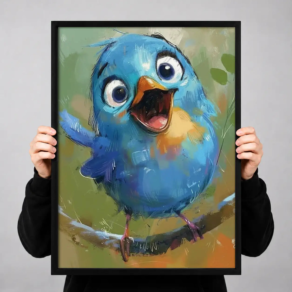 Happy Blue Bird Portrait Wall Art 3