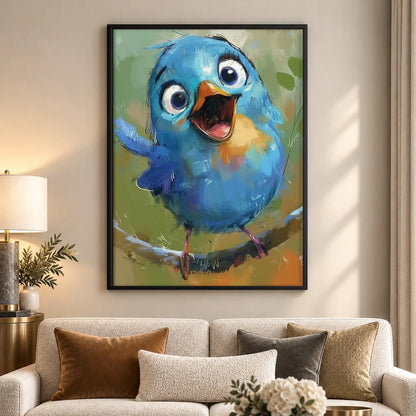Happy Blue Bird Portrait Wall Art 5
