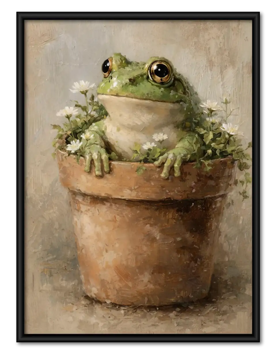Happy Frog in Flower Pot Wall Art 1