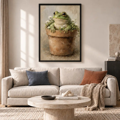 Happy Frog in Flower Pot Wall Art 2